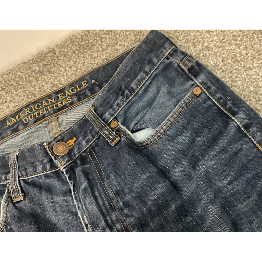 AE American Eagle Original Straight Leg Mens 30 x 32 Med Wash 100% Cotton - Picture 3 of 14